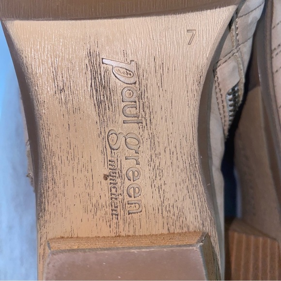 Paul Green Beige Ankle Shasta Nubuck Booties Suede Double Zip Size 7 - Picture 6 of 7